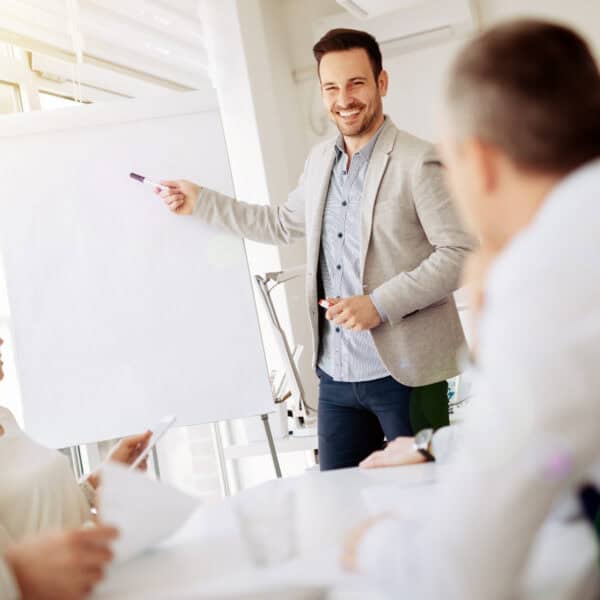 Lecture and training in business office for white collar colleagues